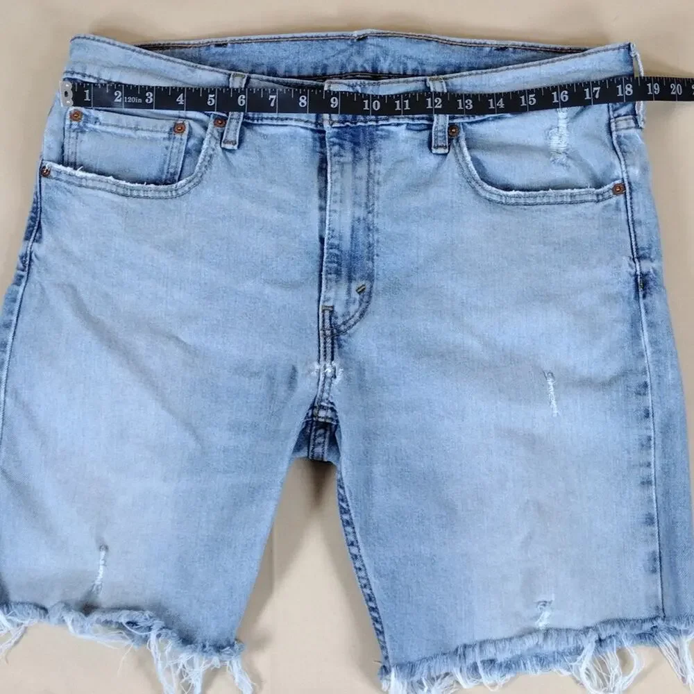 Levi’s Skinny Taper Jeans Men’s 38x32 Light Blue Denim Fringe